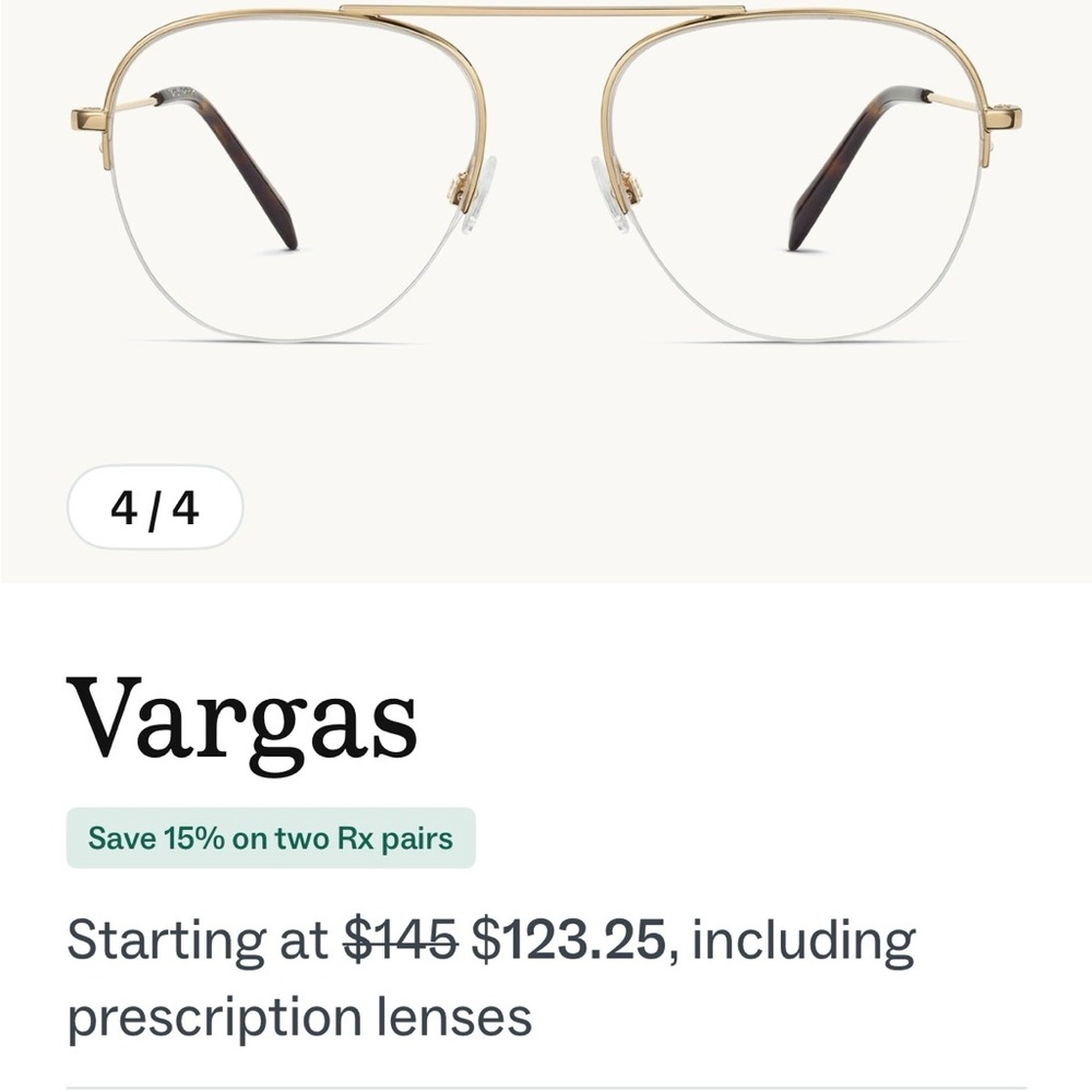 Warby Parker Vargas Glasses in Gold and Black